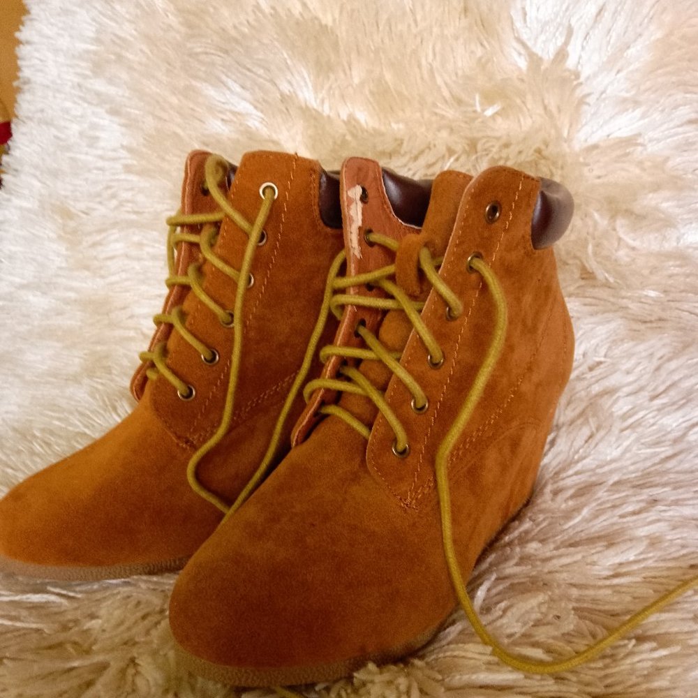 Dream Pairs, Brown velvet, Ankle boots, 5.5 US